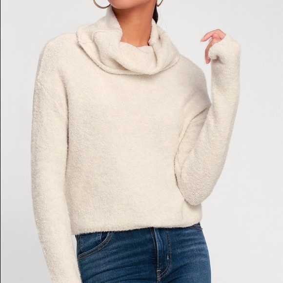 Stormy Cream Cowl Neck Sweater 